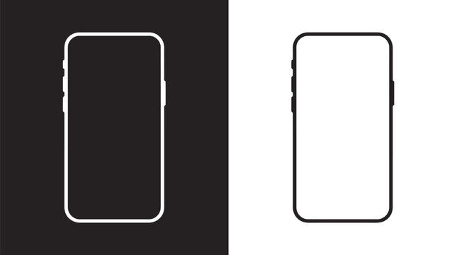 Minimalist digital illustration showing two mobile phone outlines for modern technology and sleek communication concepts today