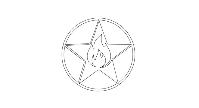 Pentagram with flame symbol icon.
