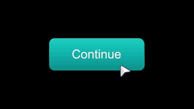 Modern continue button animation with cursor click interaction and clean UI design. Minimal motion graphics for websites, mobile apps, onboarding screens, and digital interface projects.