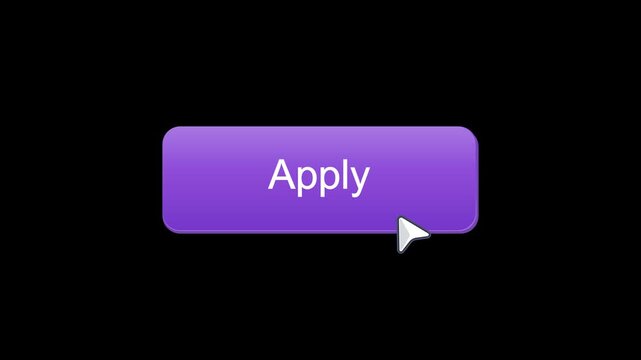 Modern apply button animation with cursor click interaction and clean UI design. Minimal motion graphics for job applications, forms, websites, mobile apps, and digital interface projects.