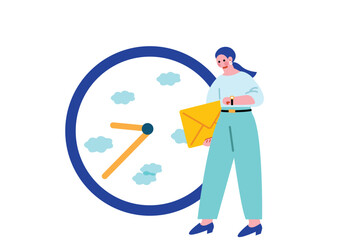Plakat 時間に追われる女性のイラスト