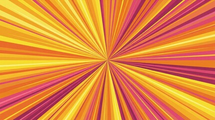 Fototapeta premium Converging radial sunburst rays in yellow orange pink palette