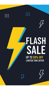 Flash Sale Announcement with Lightning Bolt Icon and Discount Offer