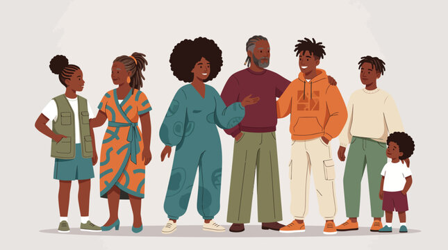 Juneteenth Day African American Family Community Celebration Vector Illustration, Black Heritage Unity Culture Freedom Diversity People Gathering Flat Cartoon Style Design