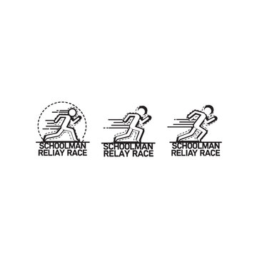 Schoolman Relay Race Logo Design with Three Runners.