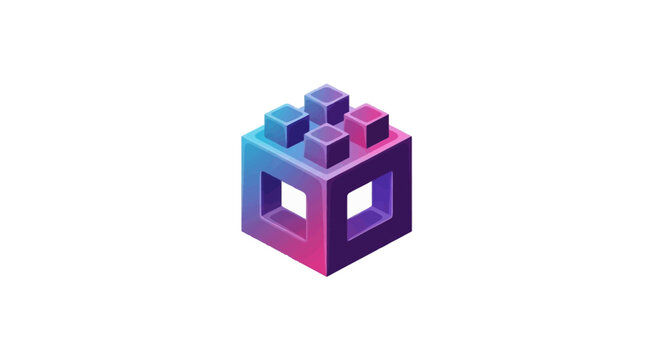 Colorful 3D Block Toy Piece Closeup.