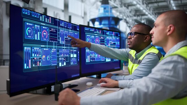Enginners Checking Data On Computer