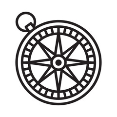 Fototapeta premium Simple black and white illustration of a circular compass with a ring