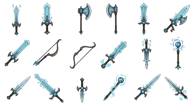 Fantasy Weapons Collection: Swords, Axes, Bows, and Magic Staffs