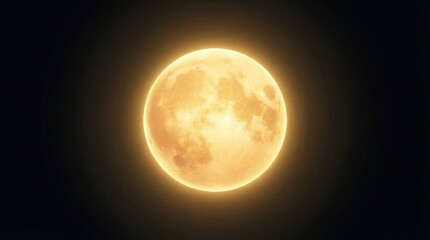 Fototapeta premium Full moon glowing softly in dark night sky background