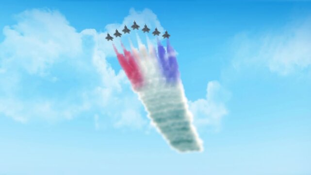 Paraguay Flag 3D Render Animation Created with Colored Smoke Trails by Aircraft