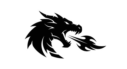Fototapeta premium Black Dragon Head Silhouette Graphic.