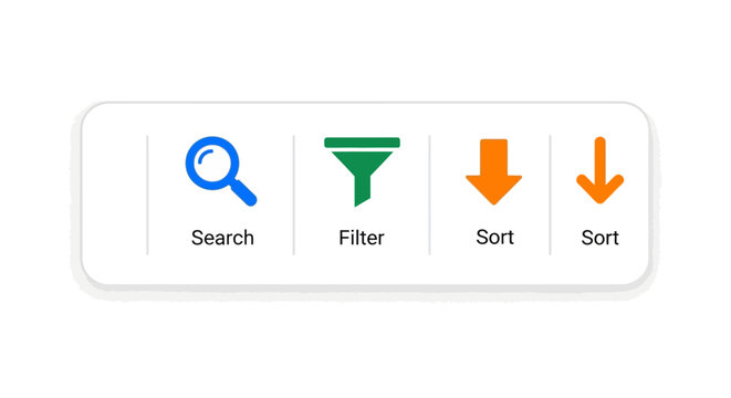 Filter and Sort Web Interface Icons.