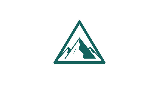 Green mountain logo with triangle.