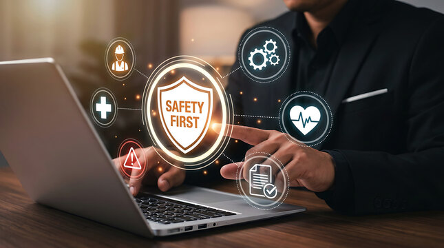 Industrial Hazard Safety First Warning Signs Workplace Protection Concept