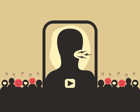 Fake expert influencer spreading hate speech, toxic content, and deceptive marketing tactics online.