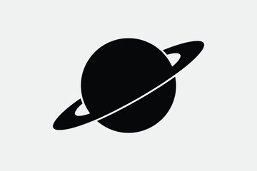 Black Saturn Planet with Rings on White Background © Yasmeen 