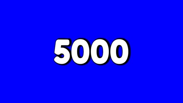 Number 5000 sign symbol price tag smoke effects animation motion graphics cartoon on blue screen background for video elements