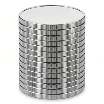 Silver Magnet Ring Disc Stack Tower on White Background