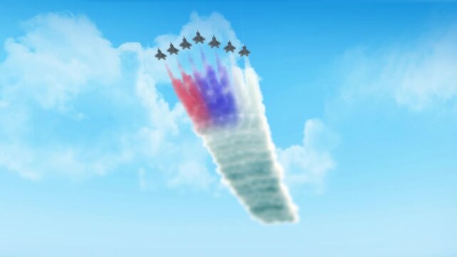 Republic of Srpska Flag 3D Render Animation Created with Colored Smoke Trails by Aircraft