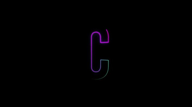 Neon letter C with alpha channel, neon alphabet, alphabet and letters with transparent background, letters in neon style