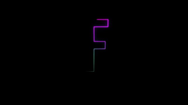 Neon letter F with alpha channel, alphabet and letters with transparent background, letters in neon style