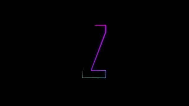 Neon letter Z with alpha channel, neon alphabet, alphabet and letters with transparent background, letters in neon style