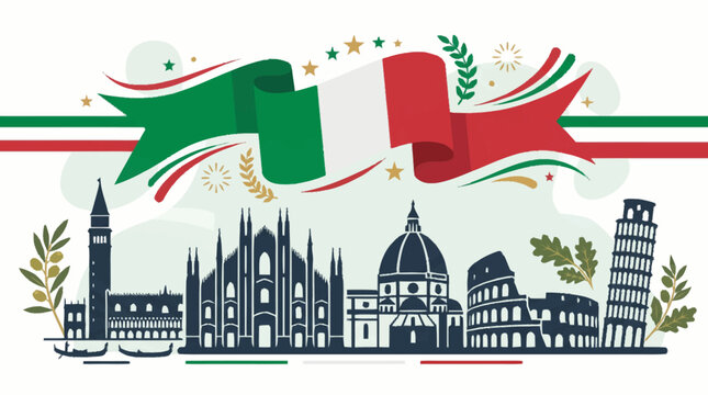 Celebrating Italy's Birthday with a Vector Icon of Famous Landmarks