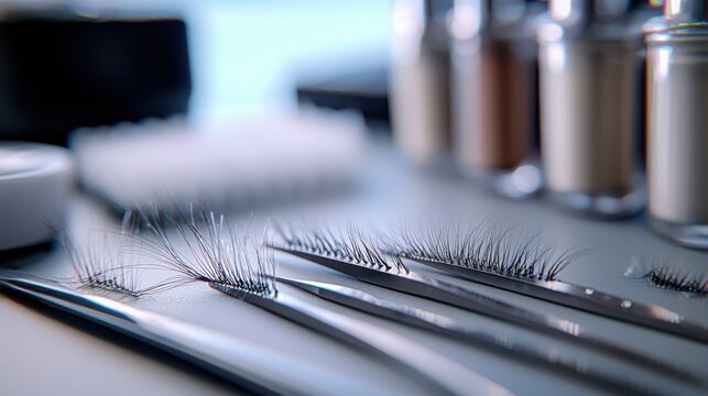 Lash growth direction professional false eyelash strips individual lashes beauty salon tweezers application tools macro closeup