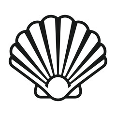 Black and white scallop shell icon © LineformStudio
