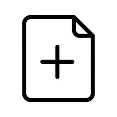 Obraz premium Simple Outline Document Page with Plus Symbol Icon for Adding New Content