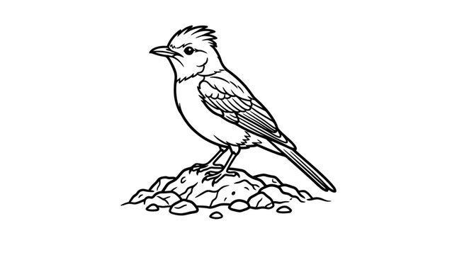 A small bird perched on rocks.
