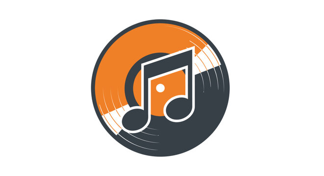 Music note on a vinyl record icon.