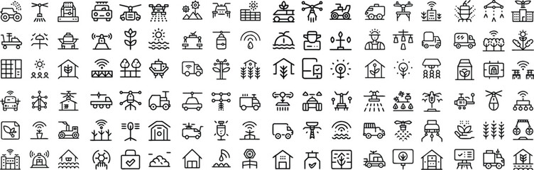 Fototapeta premium A collection of minimalist line art icons representing various concepts and objects, suitable for user interface design or informational graphics.