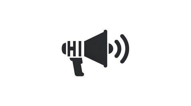 Megaphone icon with sound waves on a clean white background represents communication and announcements.