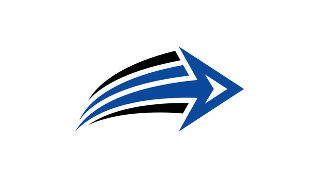 Blue Arrow Pointing Right Fast Motion.