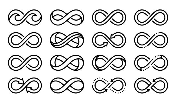 Modern Infinity Loop Icons Collection Minimal Geometric Vector Illustration