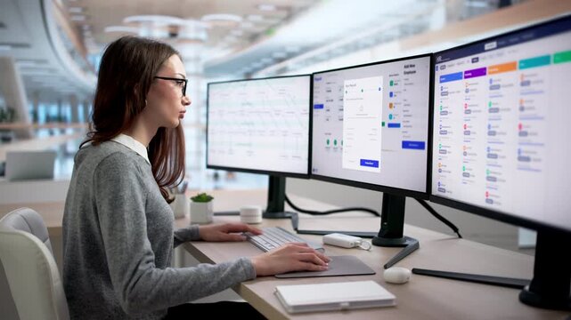 HR Manager Reviews Payroll Software On Computer