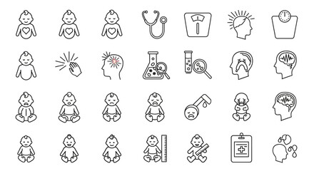 Obraz premium Medical, healthcare icons set, 25 line style illustrations, doctor, health, medicine symbols, black and white