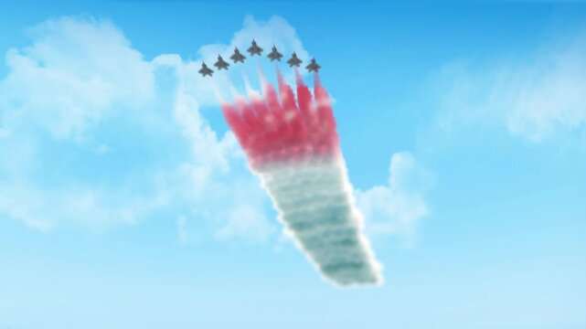 Tonga Flag 3D Render Animation Created with Colored Smoke Trails by Aircraft