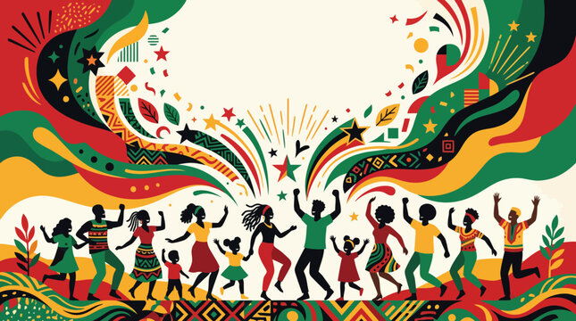 Juneteenth Vector Illustration with Celebrating People