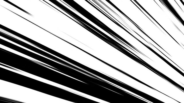 Dynamic Abstract Black and White Diagonal Lines Moving Rapidly, Creating a Sense of Speed and Motion, Suitable for Fast, Energy, Comic, Manga, Animation