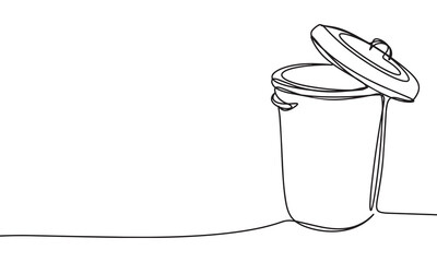 Garbage bin with lid One Line Continuous Style © clelia-clelia