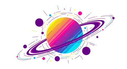 Vibrant planet icon, colorful space illustration, rainbow gradient, vector astronomy symbol, celestial body © Adam