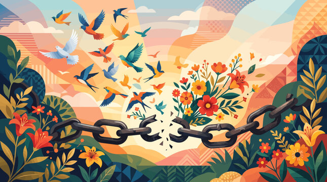 Juneteenth Freedom and Liberation Vector Illustration