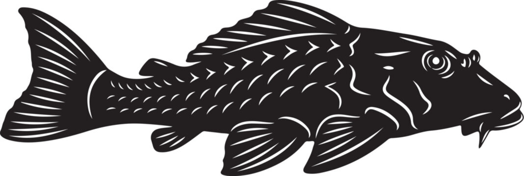 Black fish with white lines animal aquatic