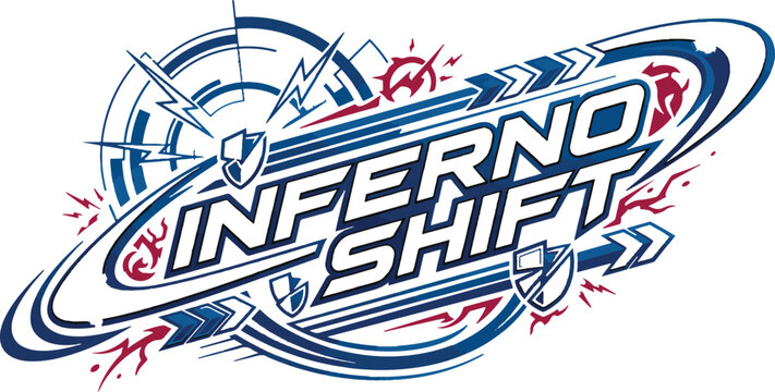 Inferno shift futuristic logo with cosmic elements