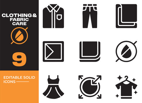 Clothing And Fabric Care Household Vector Icon Collection