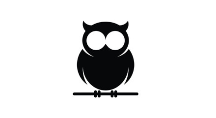 Obraz premium owl silhouette on branch black and white graphic