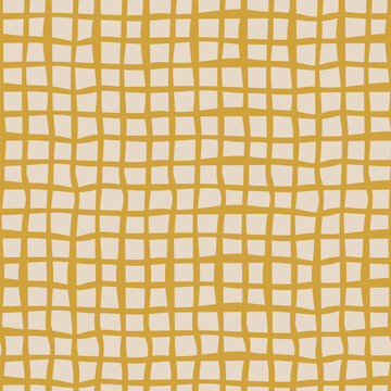 Hand Drawn Mustard Yellow Grid Pattern